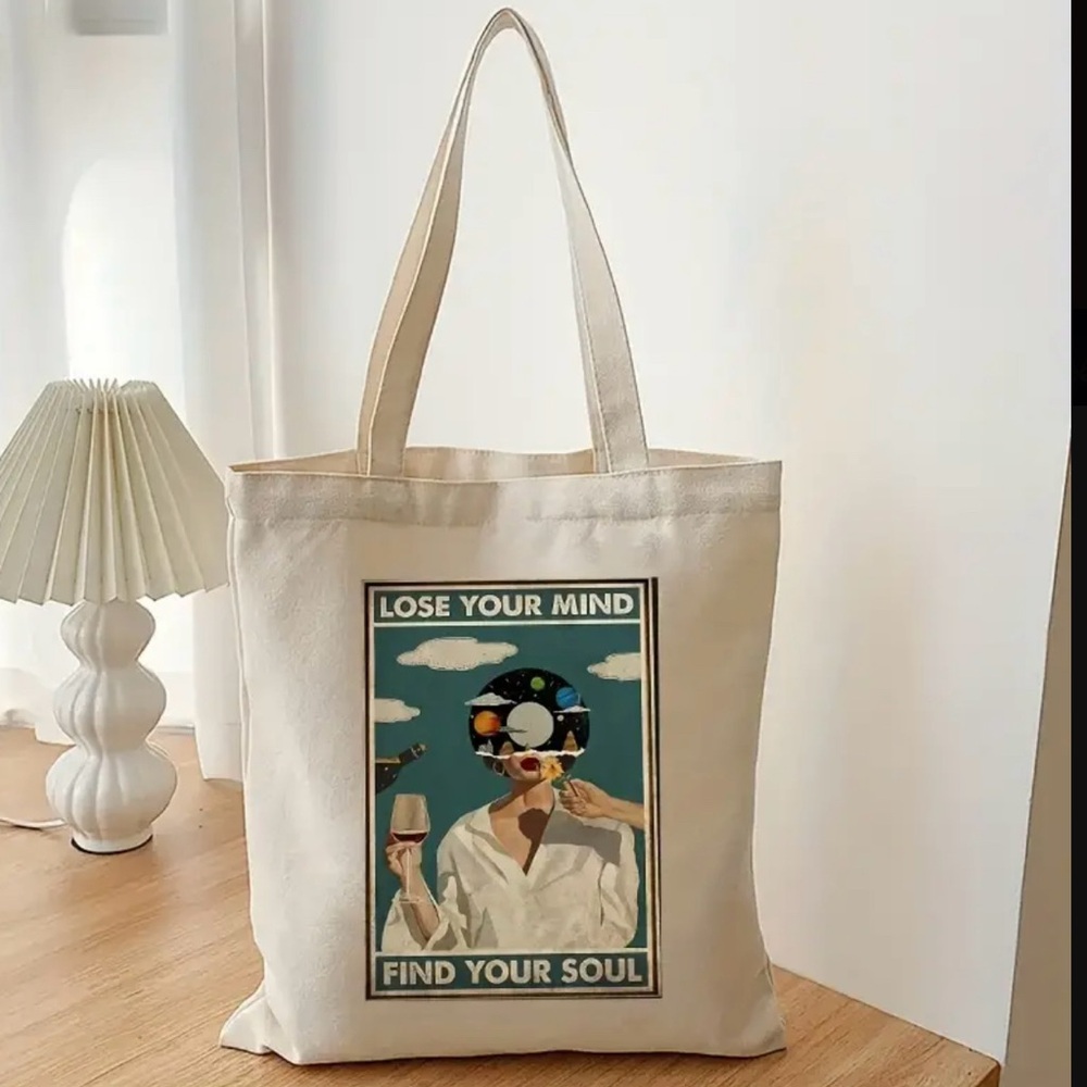 NWT NEW canvas tote bag- perfect tote in size and message